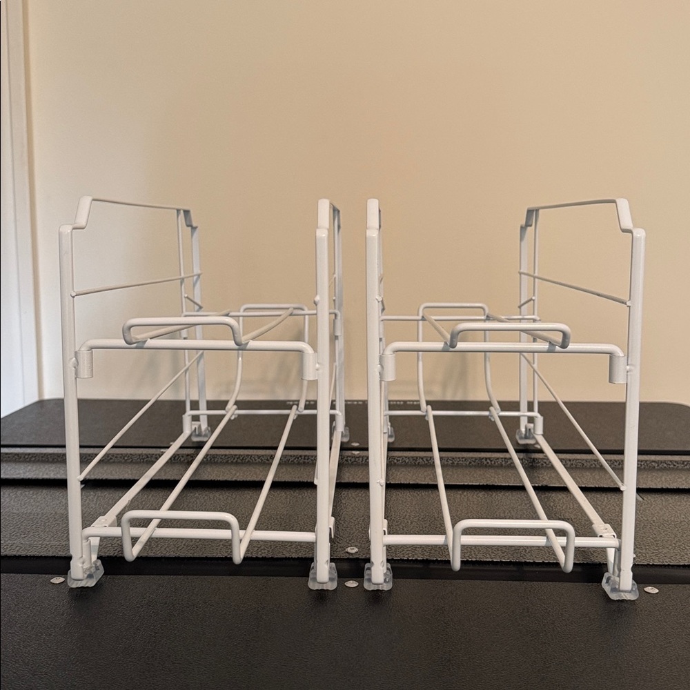 Two Stackable Soda Can Dispenser Organizer Racks in White - Picture 4 of 7